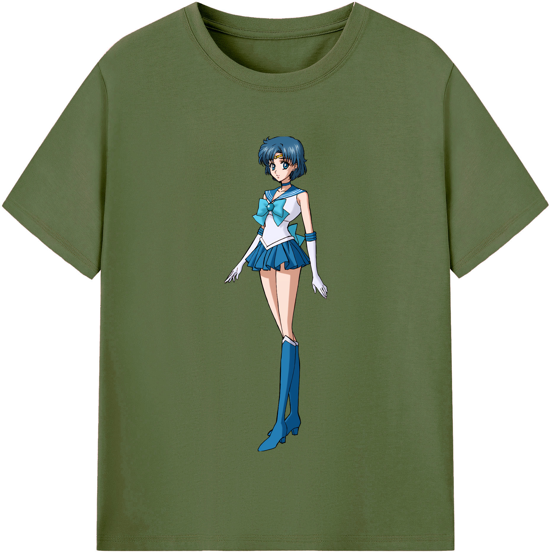 （画像用） 美少女戦士セーラームーン 水野 亜美 みずの あみ Sailor Moon Mizuno Ami 綿100％半袖Tシャツ（フロントプリント）